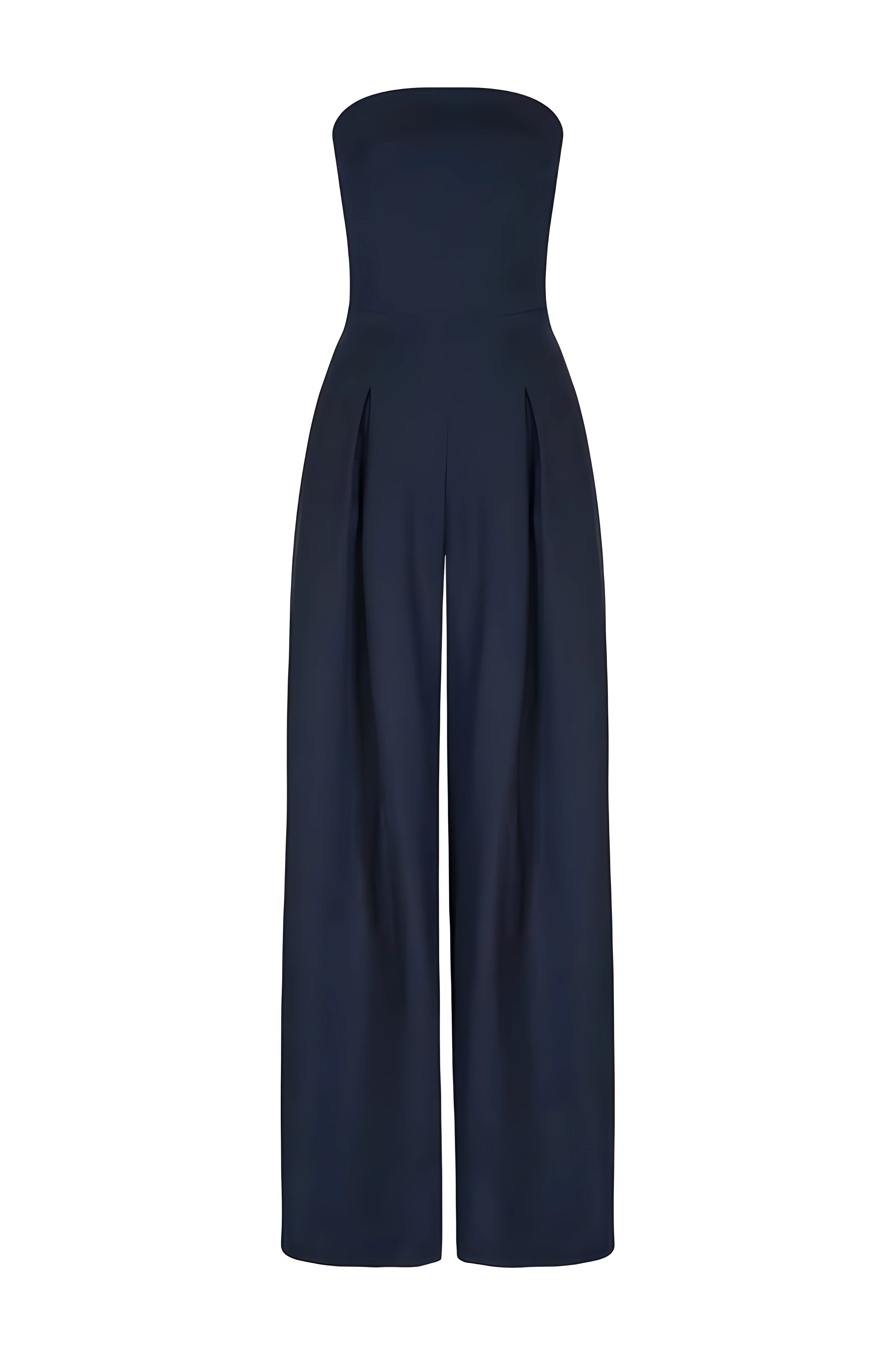 Damski Kombinezon Strapless z Szeroką Nogawką i Elegancką Konstrukcją