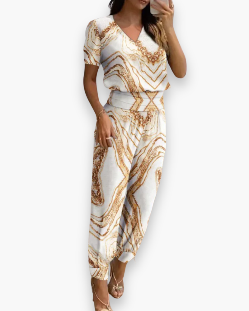 Elegancki Damski Taliowany Kombinezon o Płynnej Linii