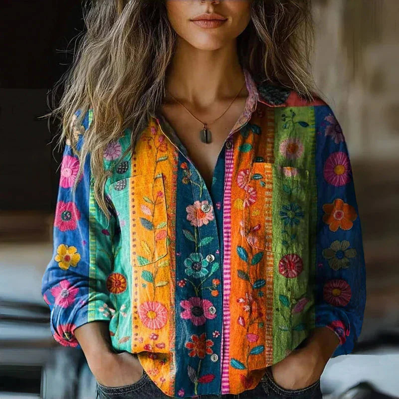 Damska Bluzka Boho z Wzorem Vintage