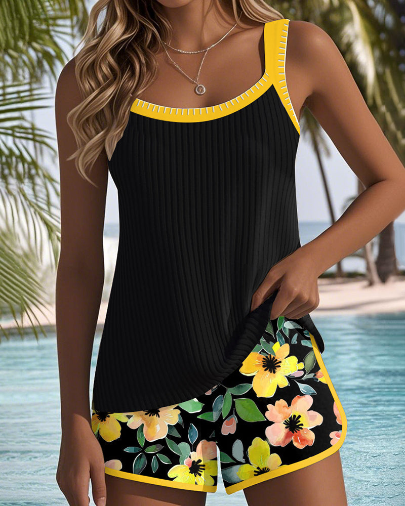 Damski Zestaw Tankini z Elegancką Górą i Wygodnymi Szortami