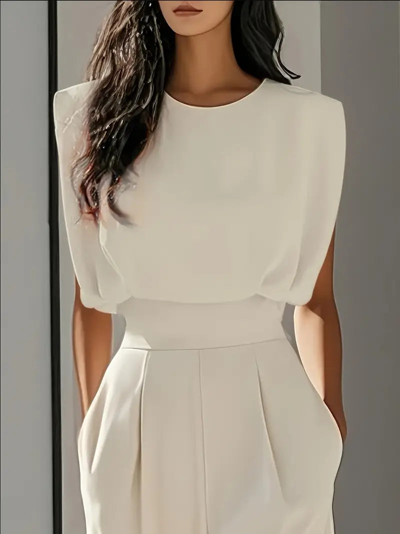 Damski Elegancki Kombinezon z Wysoką Talią