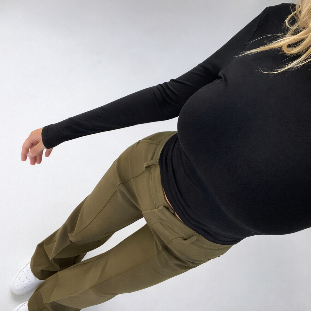 Damskie spodnie z wysokim stanem proste nogawki eleganckie casual