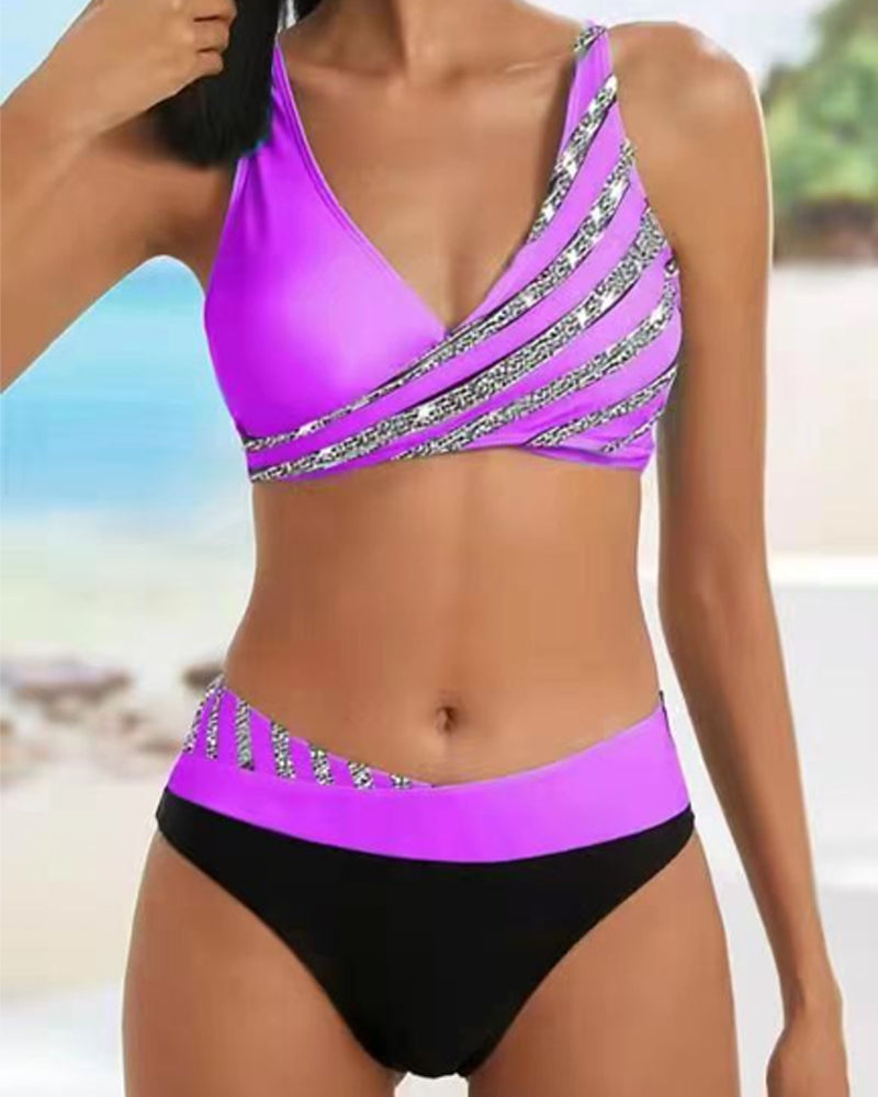 Damski Bikini z Wzorem Boho i Stabilną Górą