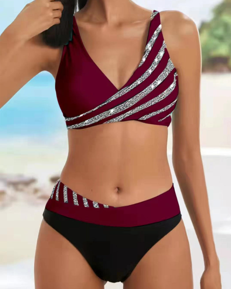 Damski Bikini z Wzorem Boho i Stabilną Górą