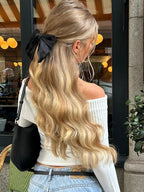 Damski Top Dzianinowy Off‑Shoulder z Miękką Linią Drapowania