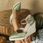 Damskie Espadryle na Koturnie z Regulowanym Paskiem