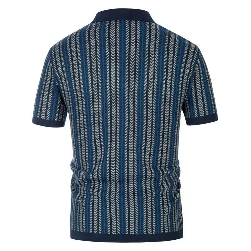 Bawełniane Polo z Kołnierzykiem Button‑Down i Wzorem Jodełki