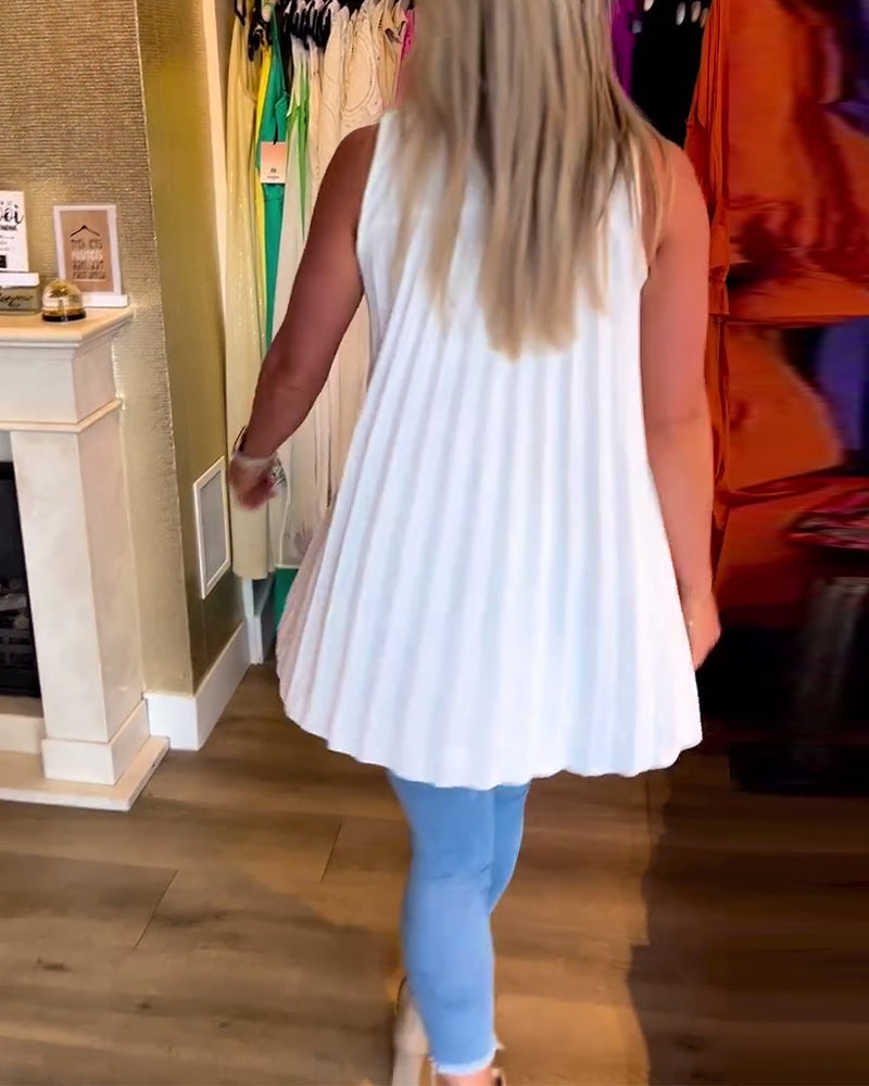 Damski Top Bez Rękawów z Ruffles i Rewersem o Eleganckiej Linii