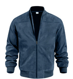 Męska Kurtka Bomber Slim Fit z Imitacji Zamszu i Zamkiem